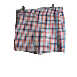Talbots Skort Skirt Womens 16 Petite Rainbow Plaid Golf Side Zip